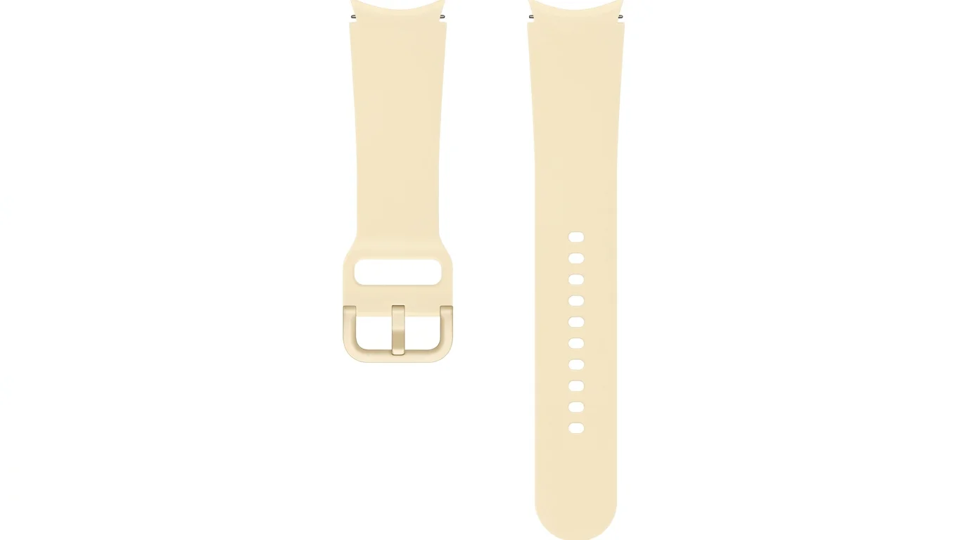Dvoudílný béžový řemínek Samsung Sport Band se zapínací sponou a otvory pro nastavení velikosti.