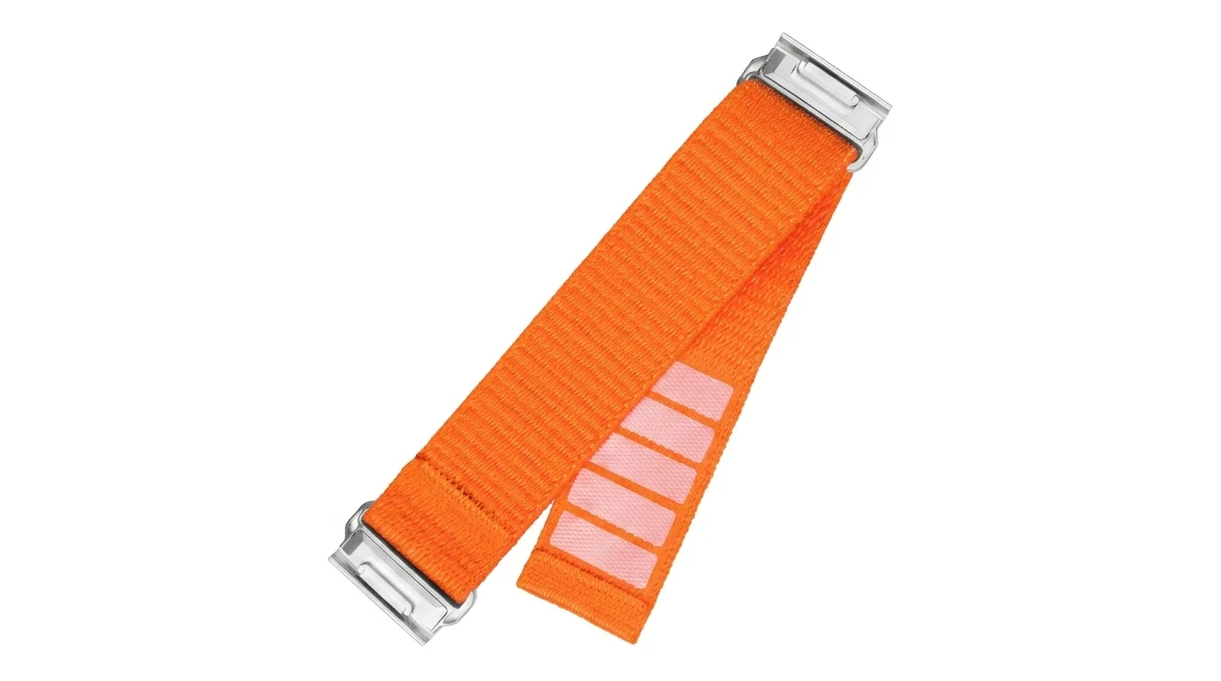 Oranžový nylonový řemínek FIXED pro Garmin QuickFit se stříbrnými kovovými úchyty a zapínáním na suchý zip.