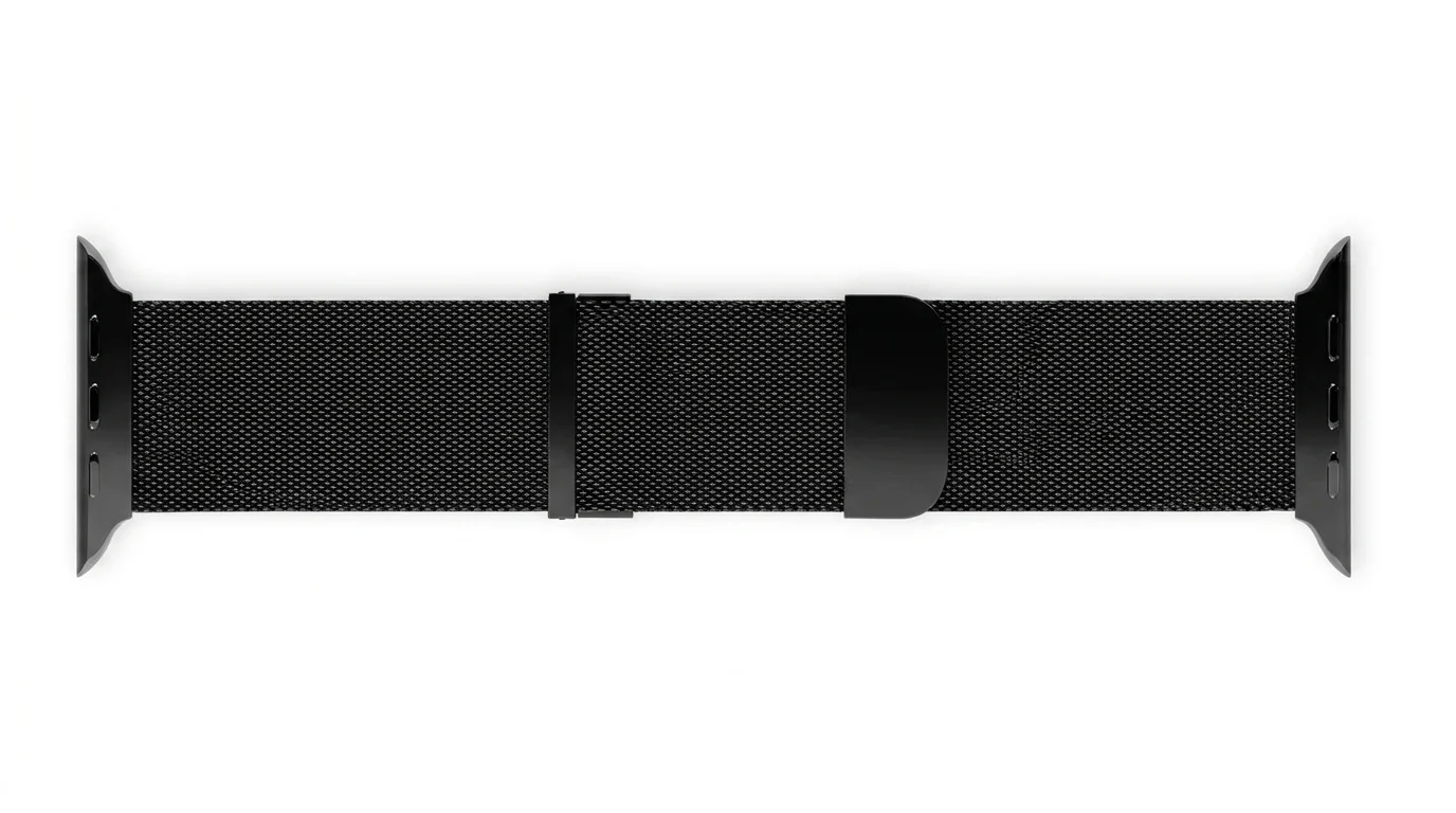 Černý ocelový řemínek Epico Milanese+ s jemným pleteným vzorem a magnetickým zapínáním pro Apple Watch.