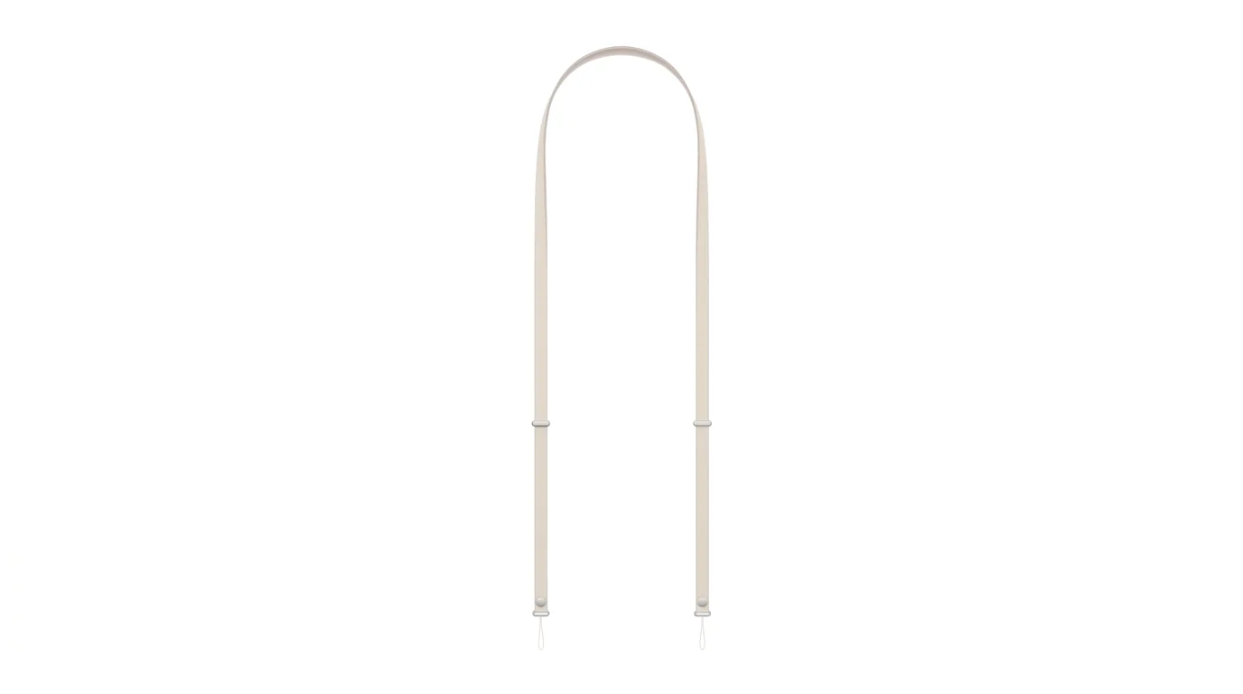 Béžový crossbody popruh Apple Sand s nastavitelnými jezdci a úchyty na bílém pozadí.