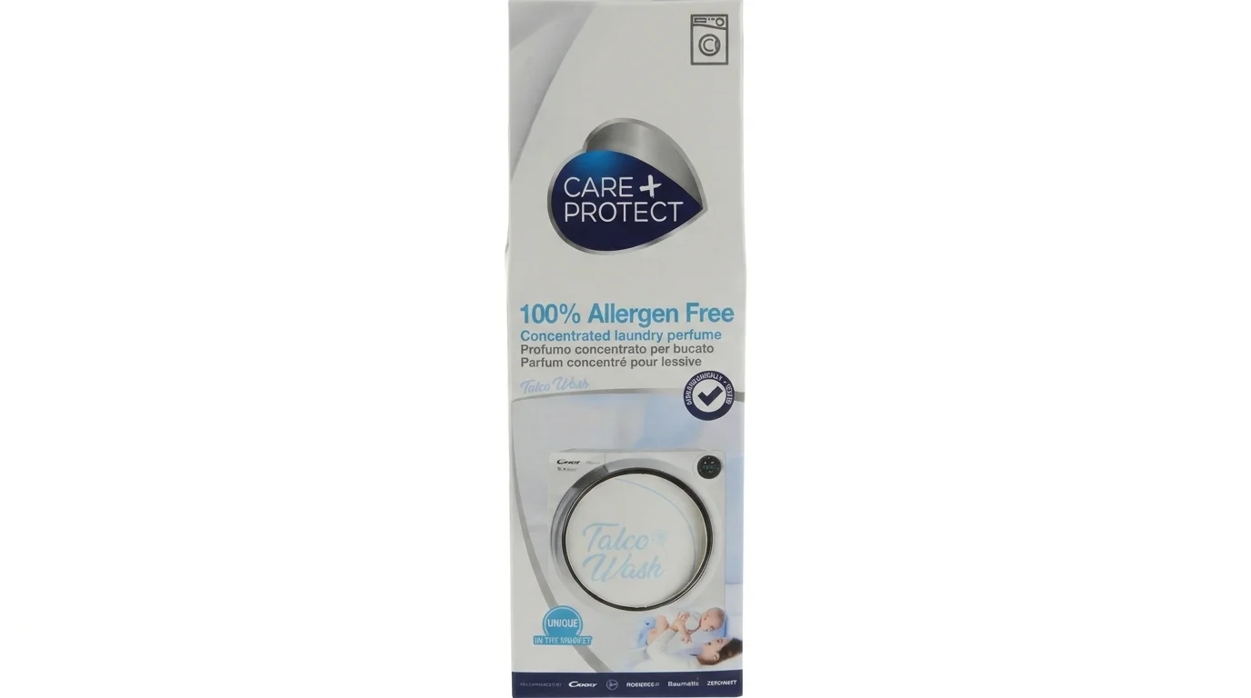 Balenie koncentrovaného parfému do práčky Care+Protect Talco Wash 100% Allergen Free.