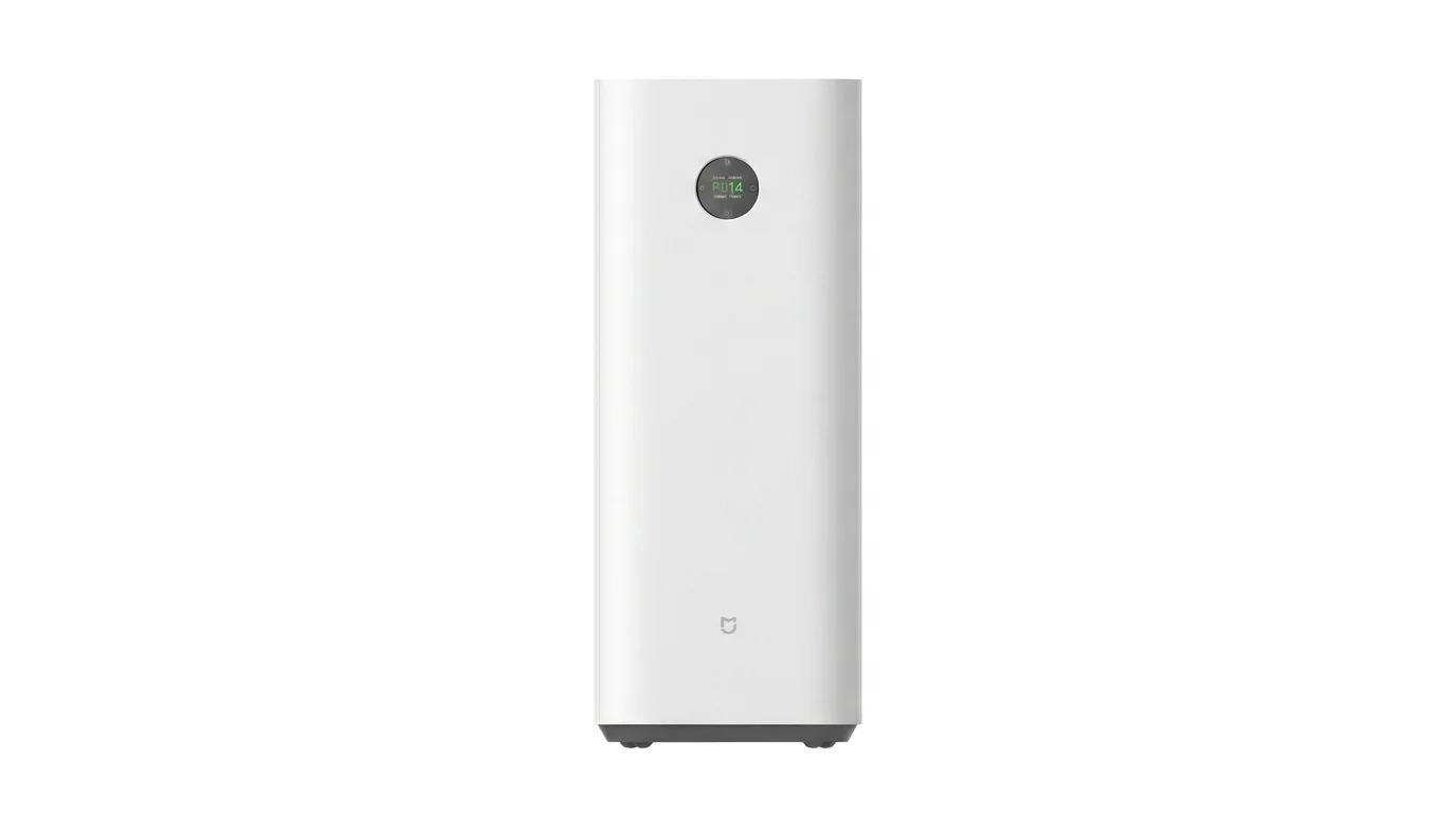 Biela čistička vzduchu Xiaomi AC-M35-SC s okrúhlym LCD displejom na prednej strane.