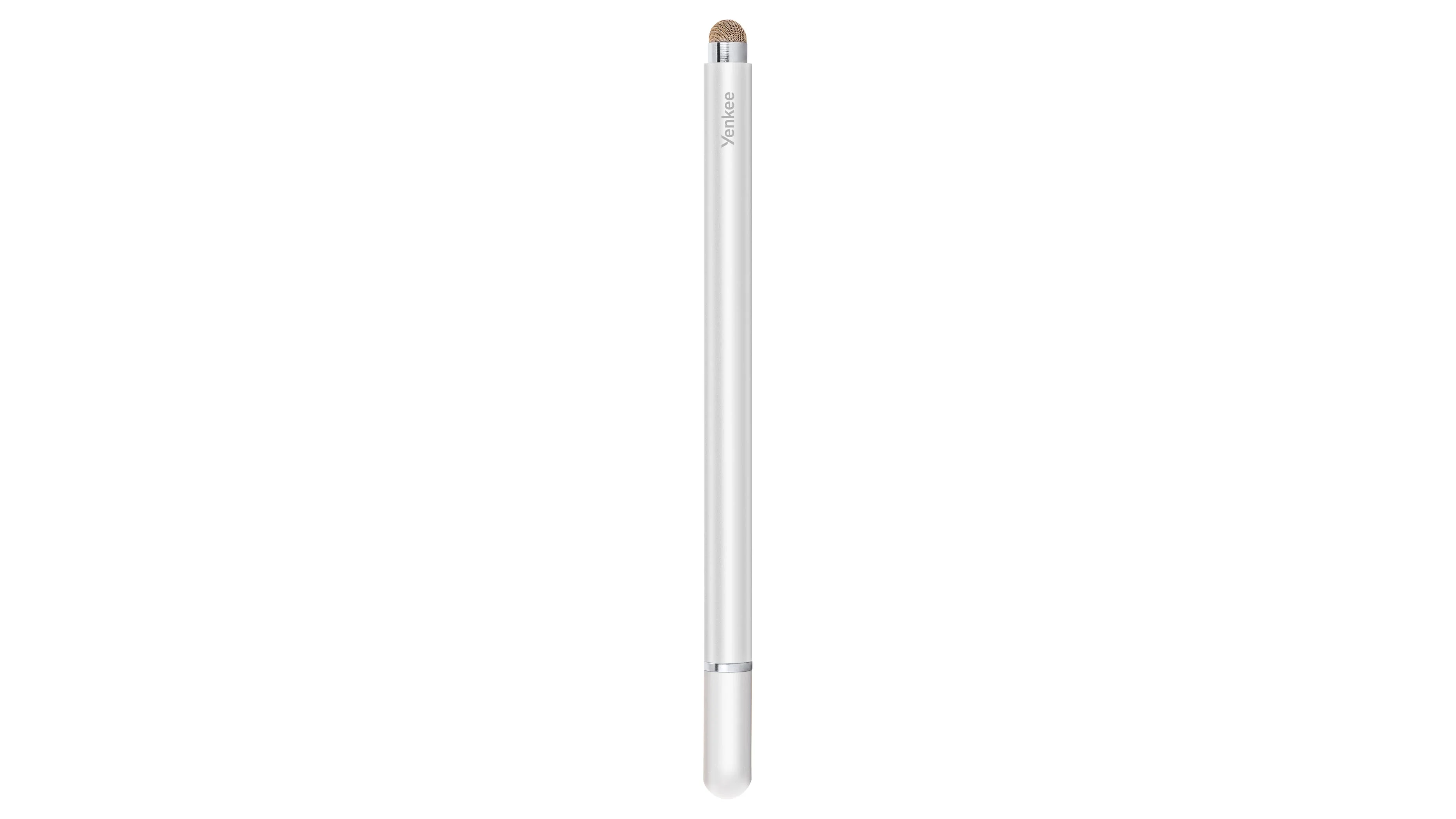 Bílý pasivní stylus Yenkee YTP P2 s vláknovým hrotem a logem značky na těle pera.