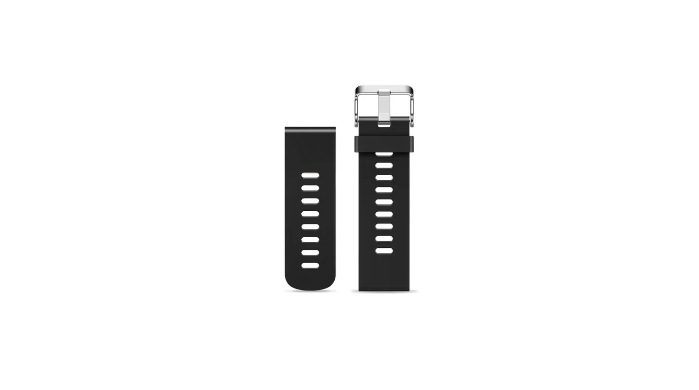 Černý silikonový řemínek Aligator o šířce 20 mm na bílém pozadí