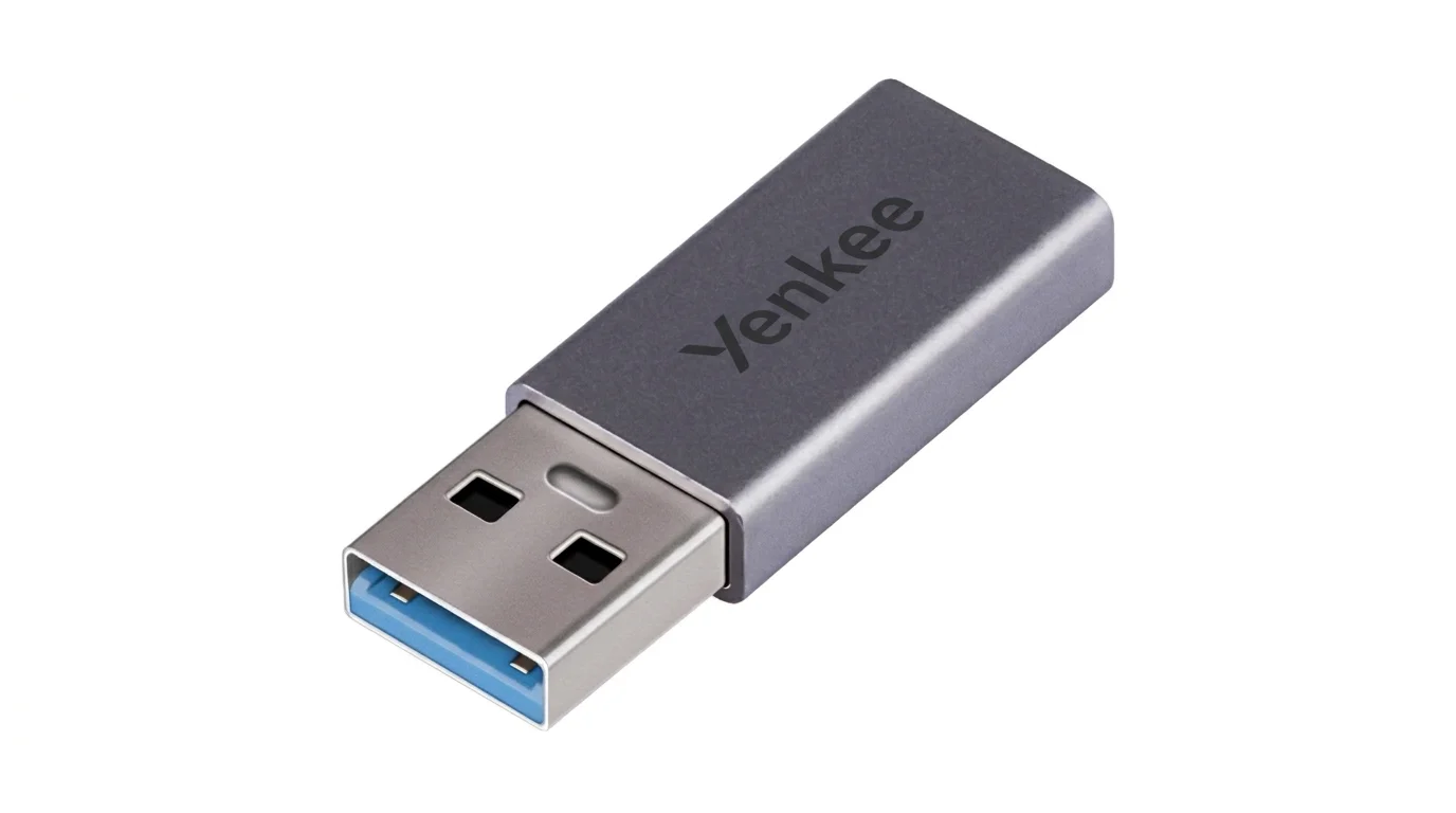 Sivý hliníkový adaptér Yenkee YTC 020 s konektorom USB-A 3.0.