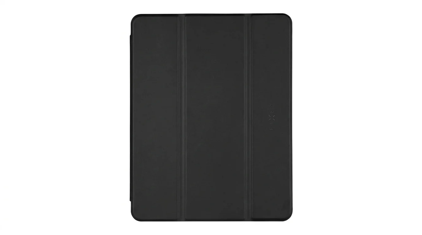 Zavřené černé pouzdro Fixed Padcover pro iPad Pro 11 s trojdílnou přední klopou.