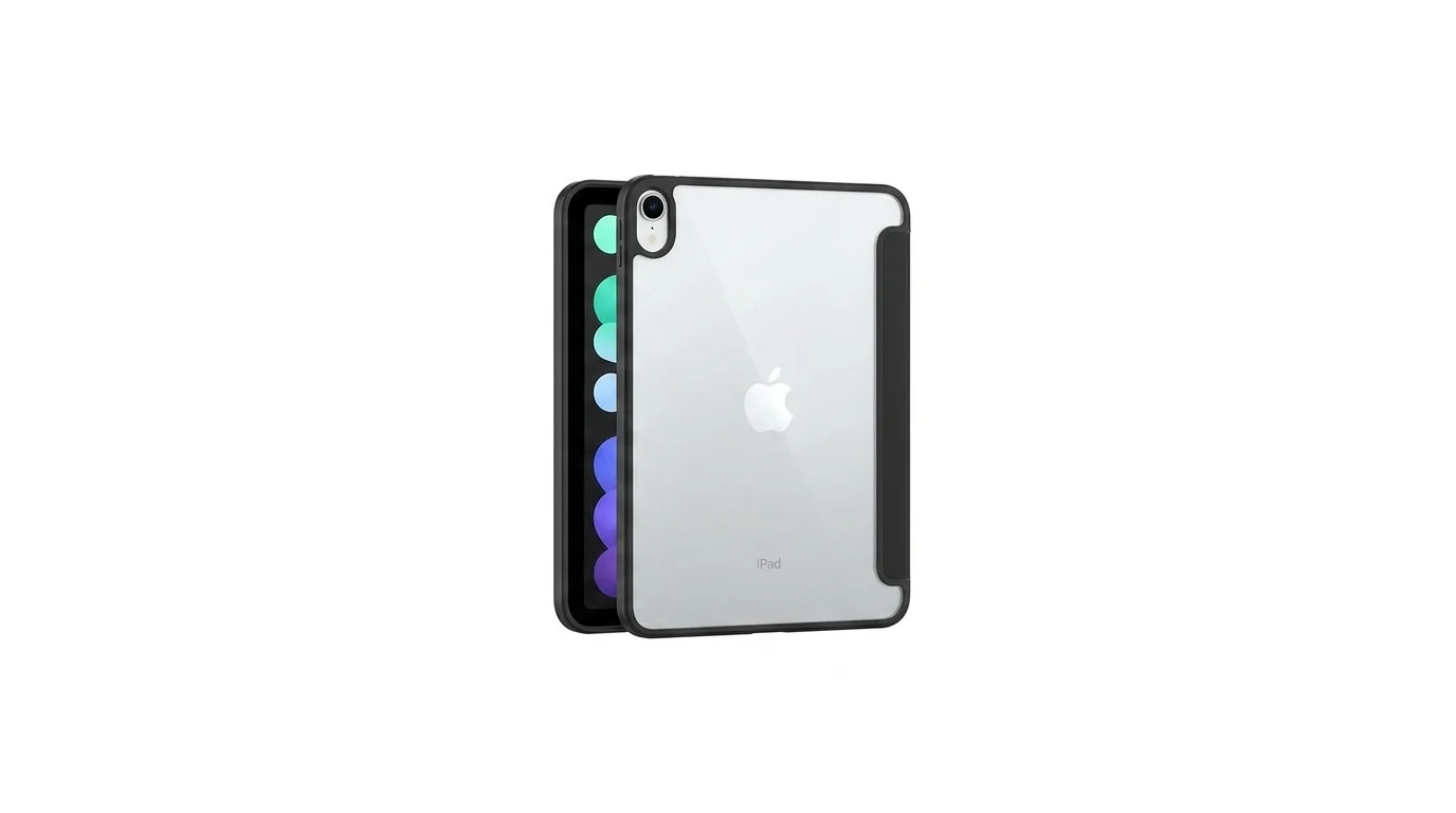 Průhledné zadní pouzdro Epico Hero na iPad s černým rámečkem a výřezem na fotoaparát.