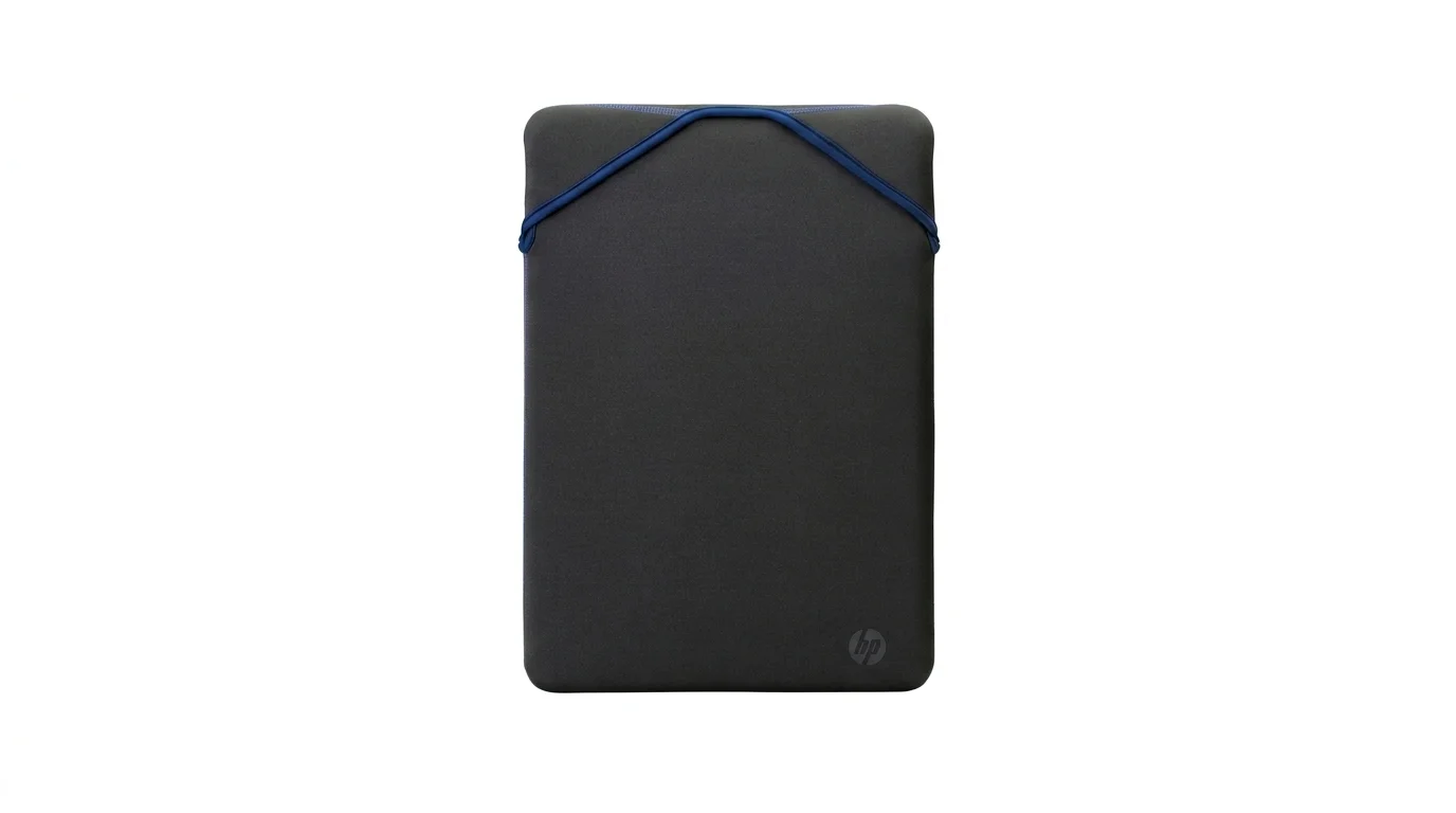 Čierne puzdro na notebook HP Protective Reversible 14" s modrým lemom a preťahovacím zatváraním.