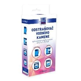 Bílá krabička přípravku Jolly Odstraňovač vodního kamene s ikonami konvice, kávovaru, pračky a myčky.