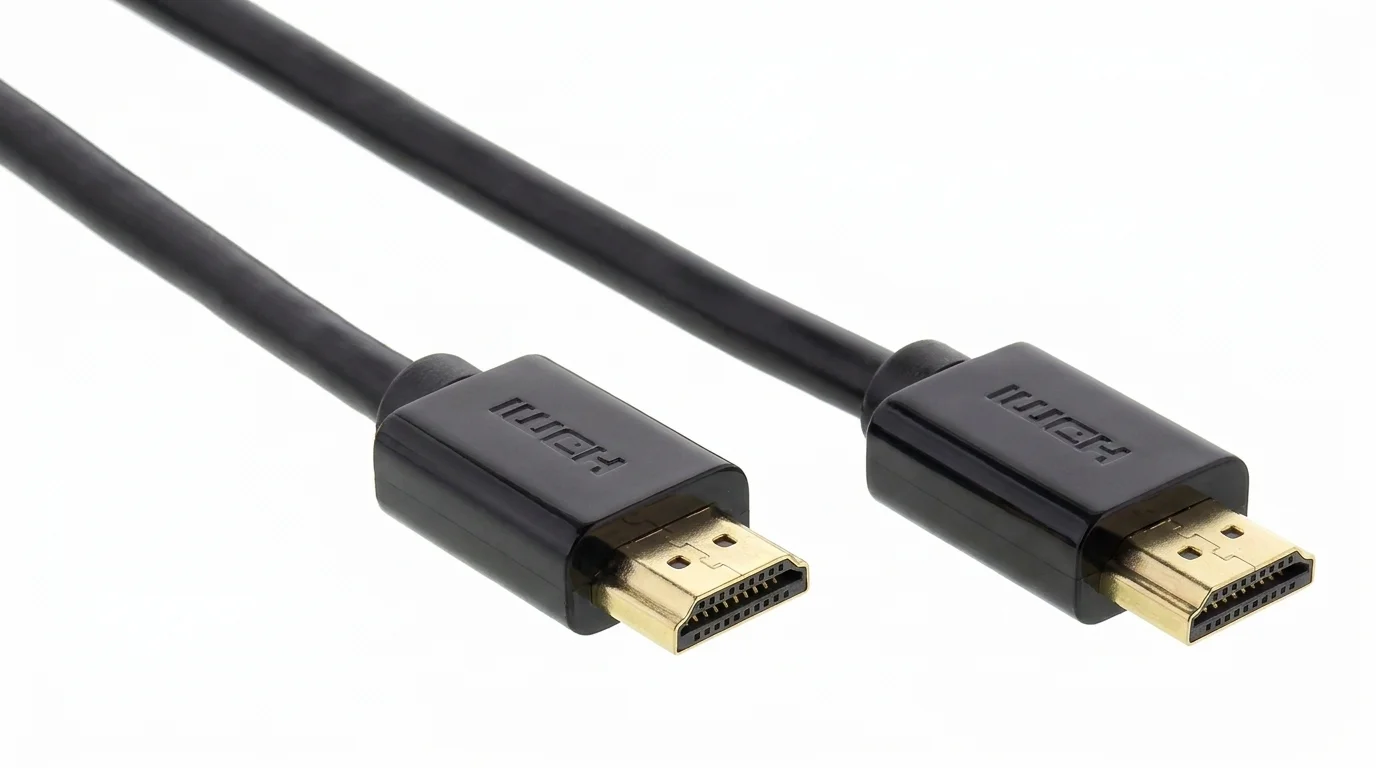 Čierny HDMI kábel Sencor SAV 166-025 s pozlátenými konektormi.
