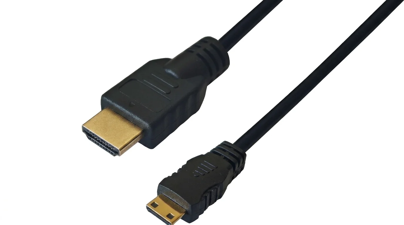Černý kabel Yenkee YCH 215 s pozlacenými konektory HDMI typ A a mini HDMI typ C.
