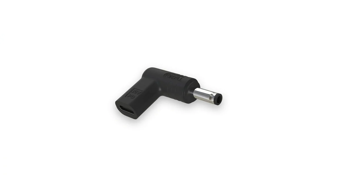 Černá úhlová redukce Aligator s USB-C vstupem a výstupním konektorem 4,5 × 3,0 mm pro notebooky Dell.