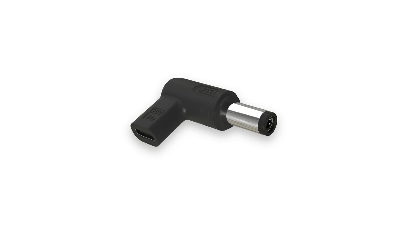 Černá pravoúhlá napájecí redukce Aligator z USB-C na kulatý konektor pro notebooky Dell.