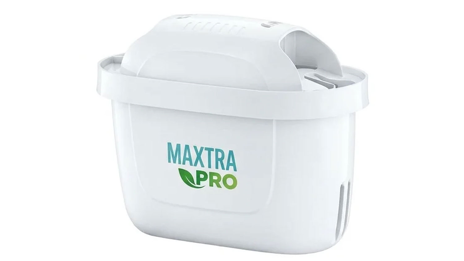 Biely filter do kanvice BRITA MAXTRA Pro s modro-zeleným logom na bielom pozadí.