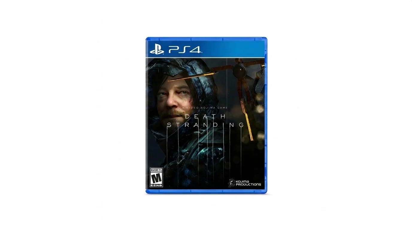 Obal hry Death Stranding pro herní konzoli PS4 s vyobrazením hlavního hrdiny.