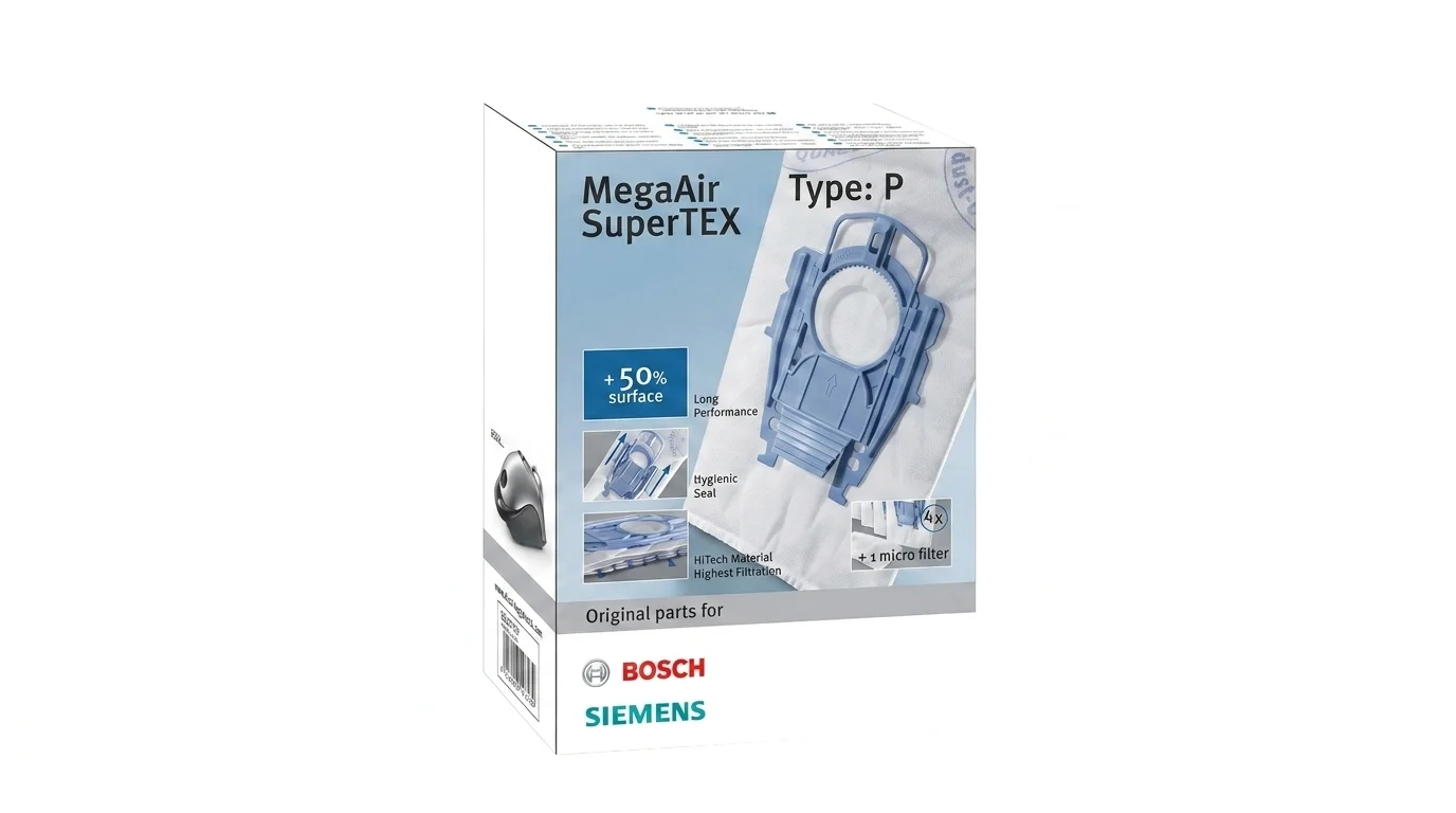 Balení originálních sáčků do vysavače Bosch a Siemens MegaAir SuperTEX typu P.
