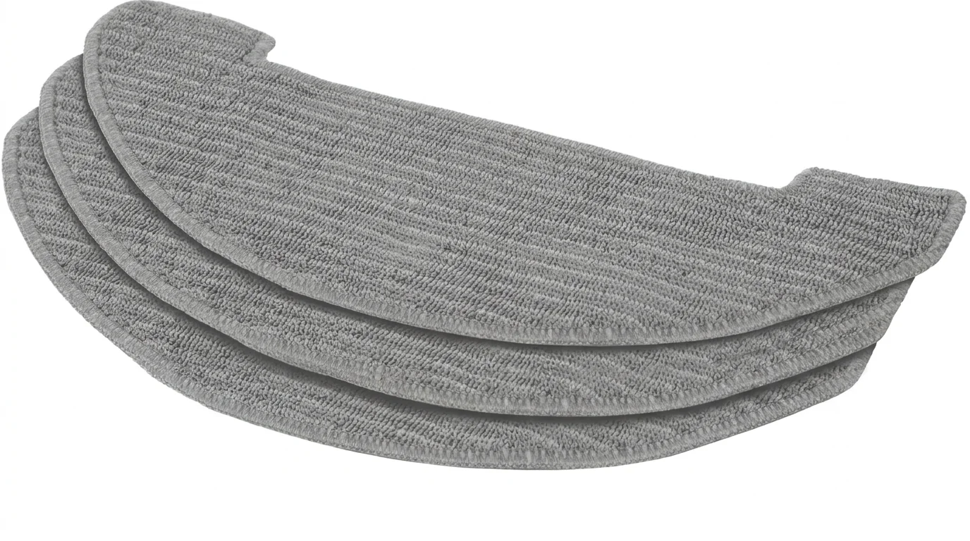 Tři šedé mopovací textilie z mikrovlákna půlkruhového tvaru pro vysavače Sencor SRX 3102.