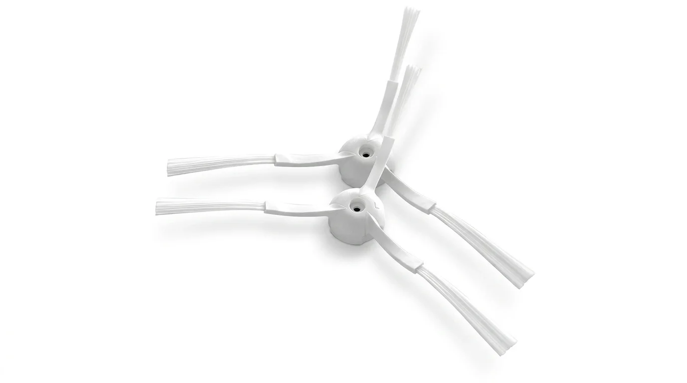 Dva bílé tříramenné boční kartáčky Sencor SRX 9305 pro robotické vysavače.