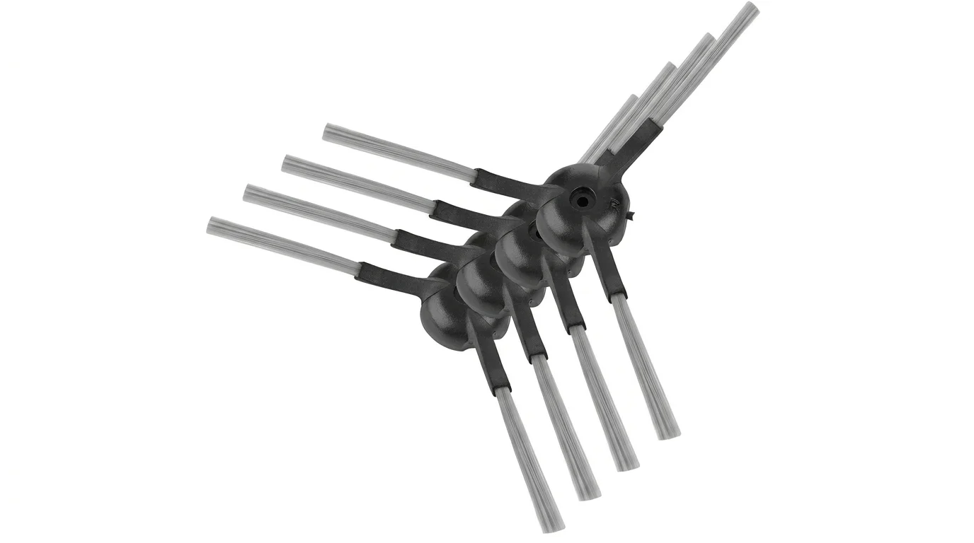 Čtyři černé boční rotační kartáčky Sencor SRX 3103 s šedými štětinami.
