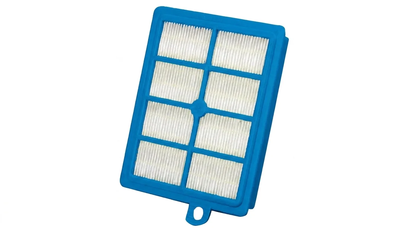 Náhradní filtr Electrolux EFH12 s modrým plastovým rámem a bílým skládaným filtrem.