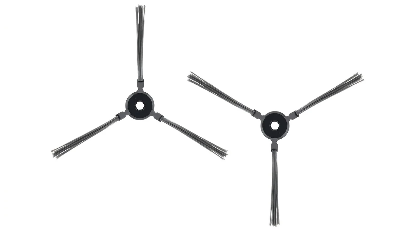 Dva šedé tříramenné boční kartáčky Sencor SRX 0706 pro robotický vysavač na bílém pozadí.