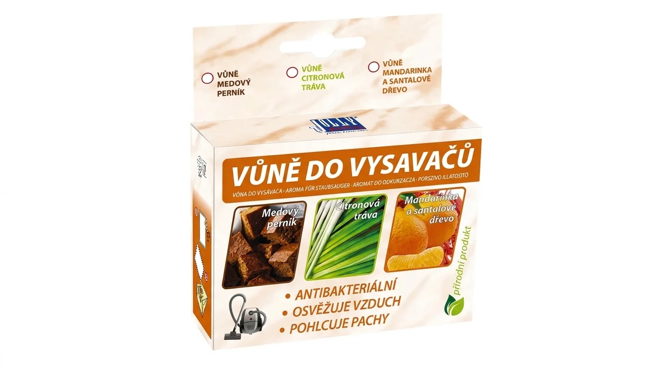 Papírová krabička vůně do vysavačů Jolly s vyznačenou variantou citronová tráva.