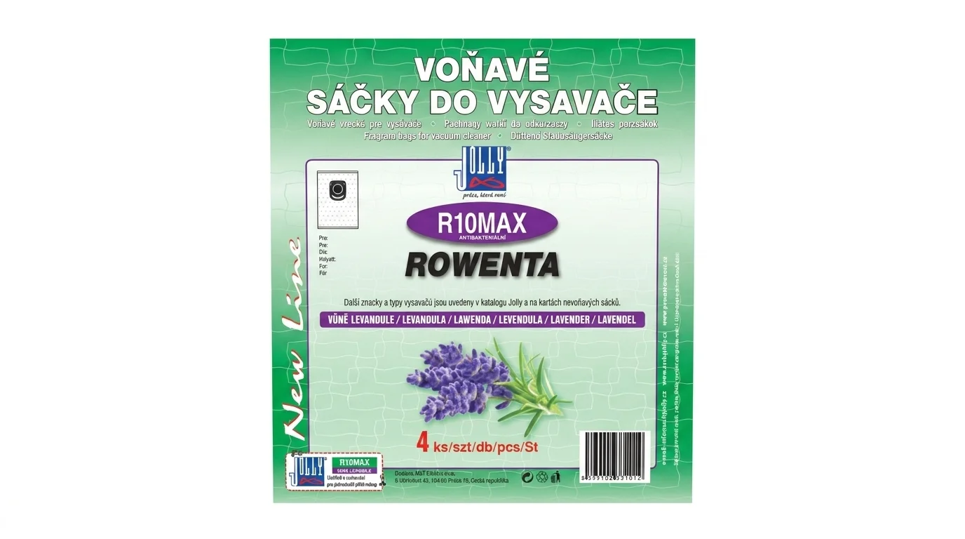 Balenie voňavých vreciek do vysávača Jolly R10MAX pre vysávače Rowenta s vôňou levandule.