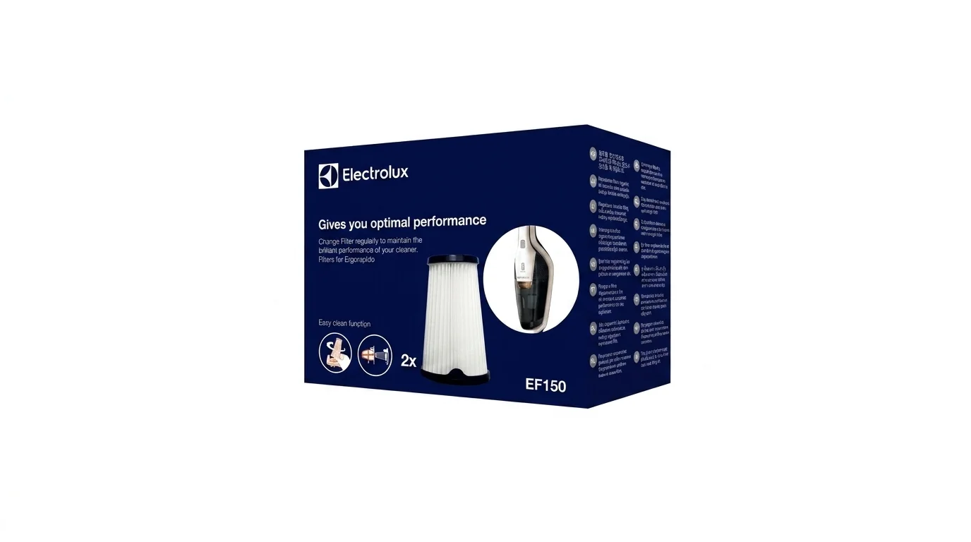 Modrá krabica s náhradnými filtrami Electrolux EF150 pre akumulátorové vysávače Rapido a Ergorapido.