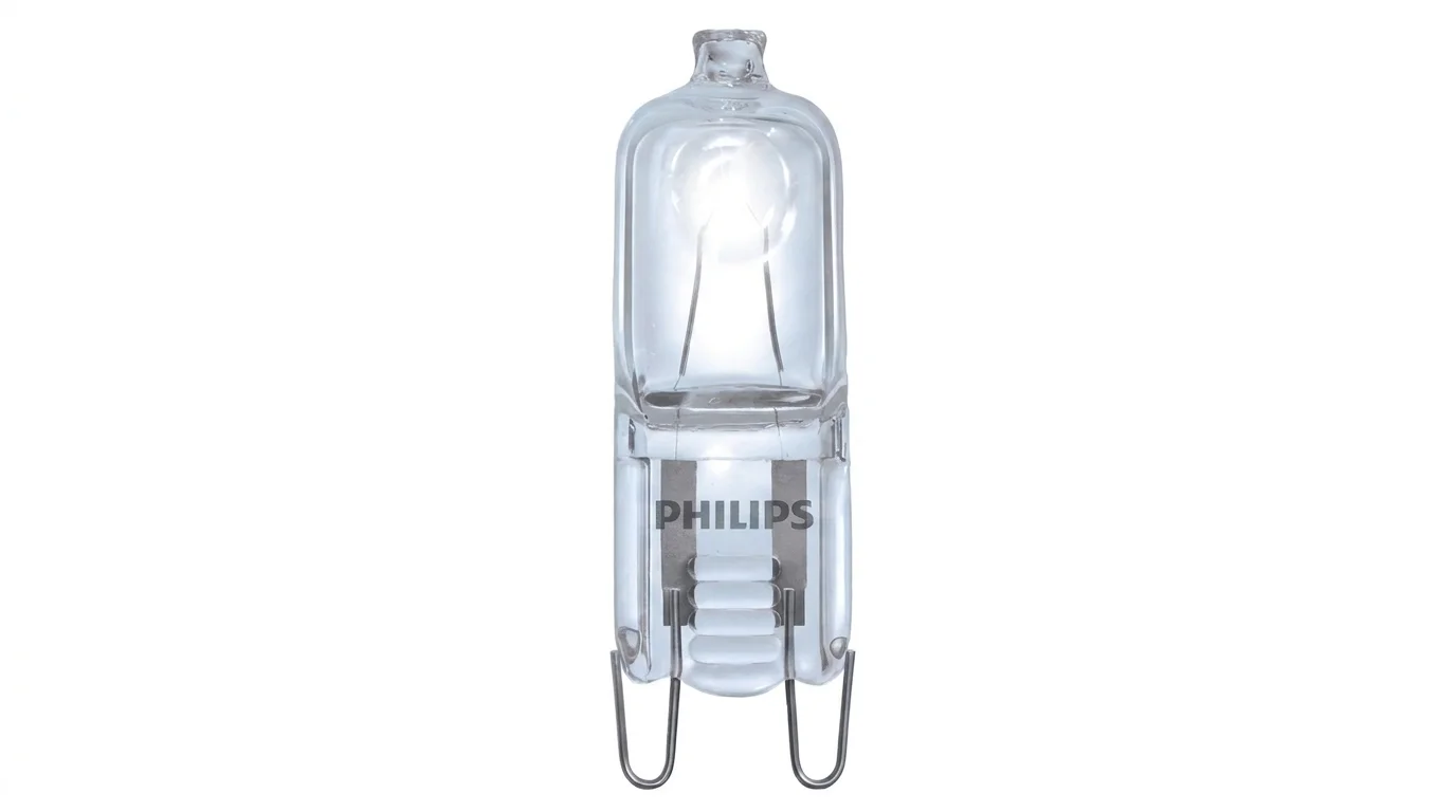 Čirá halogenová žárovka do trouby Philips s viditelným vláknem a paticí G9.