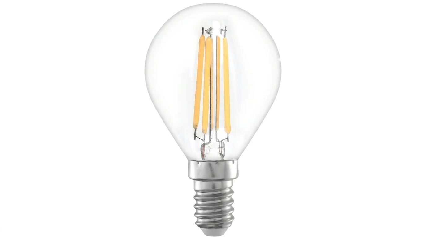 Čirá filamentová LED žárovka Retlux RFL 401 s baňkou MiniGlobe a malým závitem E14.