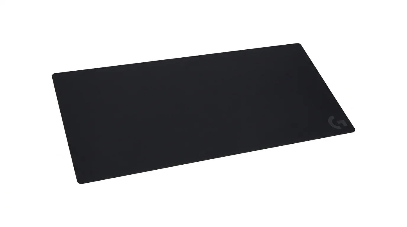 Černá herní podložka pod myš Logitech G840 XL s decentním logem G v pravém dolním rohu.