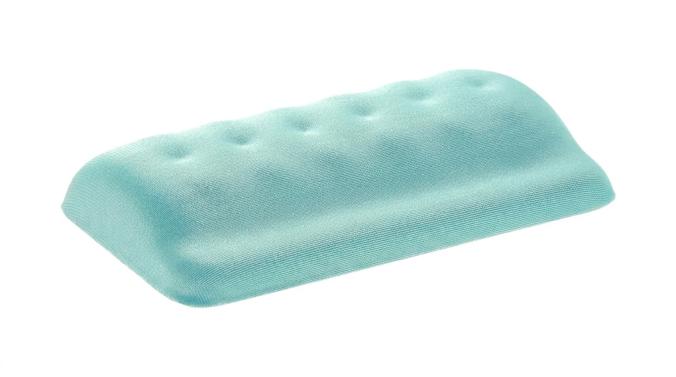 Ergonomická podložka pod zápěstí Powerton Ergoline v mintovém odstínu s jemným textilním povrchem.