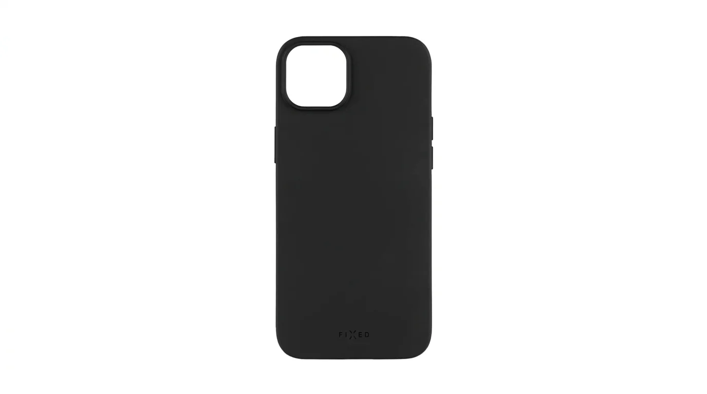 Černý zadní kryt FIXED Story pro iPhone 14 Plus s matným povrchem a výřezem pro fotoaparát.