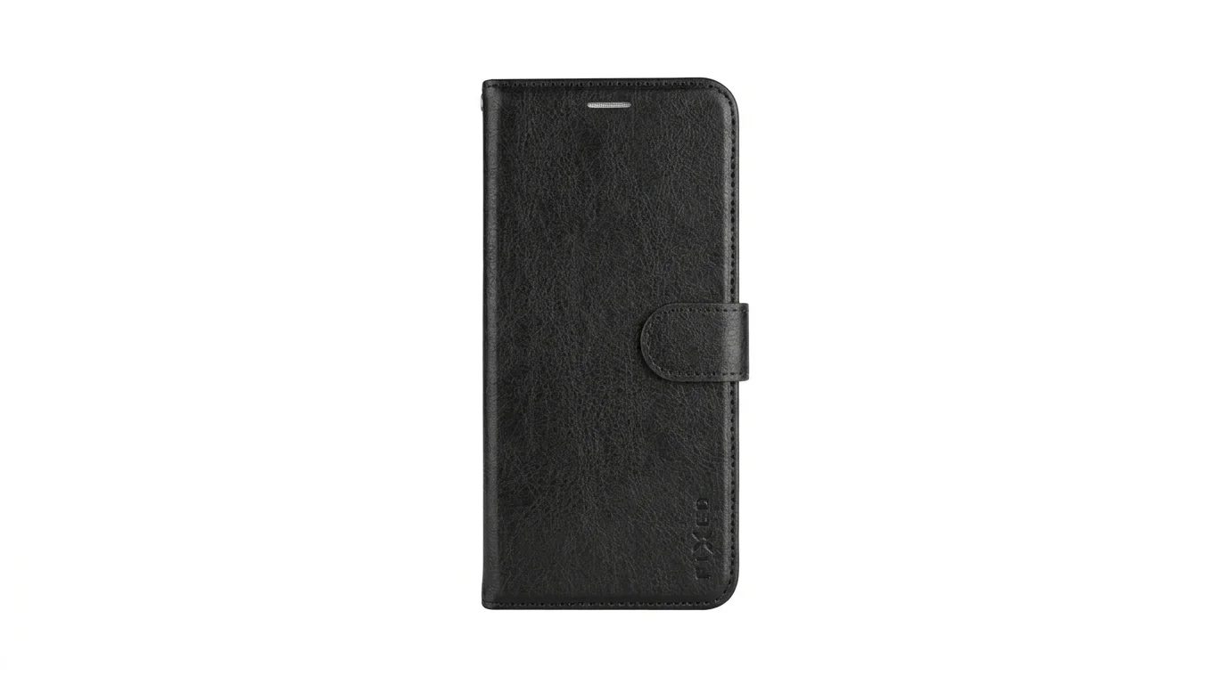 Zavřené černé flipové pouzdro FIXED Opus pro Honor 200 Lite 5G s magnetickou přezkou.