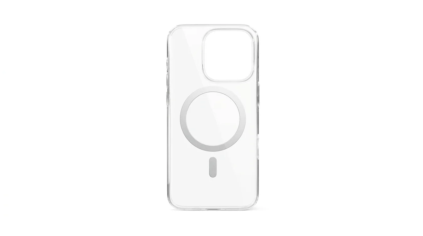 Průhledný kryt Epico Mag+ Hero pro iPhone 16 Pro Max s integrovaným magnetickým kroužkem MagSafe a výřezem pro fotoaparát.