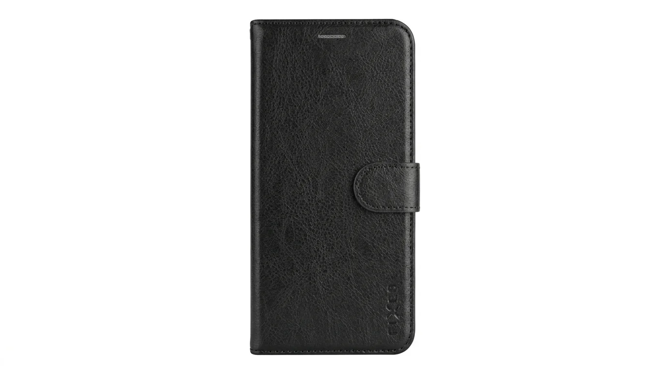 Černé flipové pouzdro FIXED Opus pro Honor 200 5G se zavřenou přední stranou a magnetickou pojistkou.
