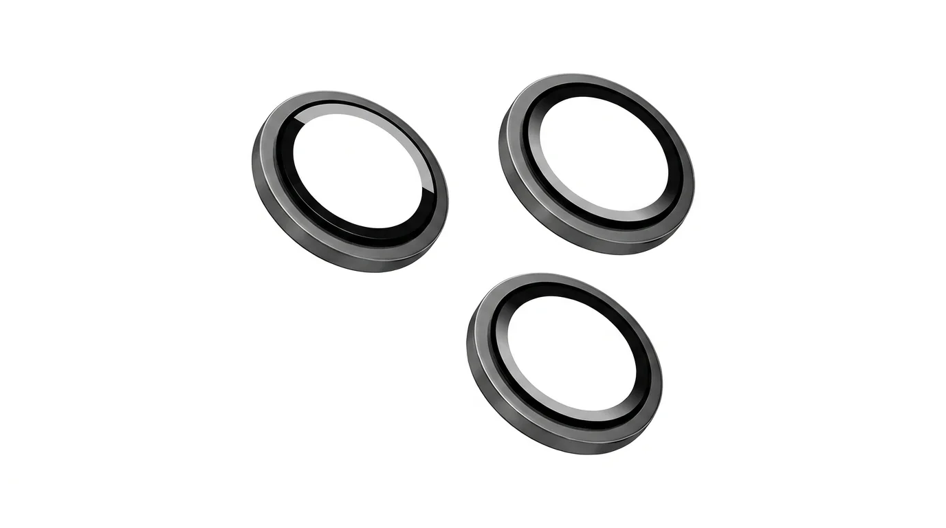 Tři ochranná skla FIXED Camera Glass pro čočky fotoaparátu s kovovými rámečky.
