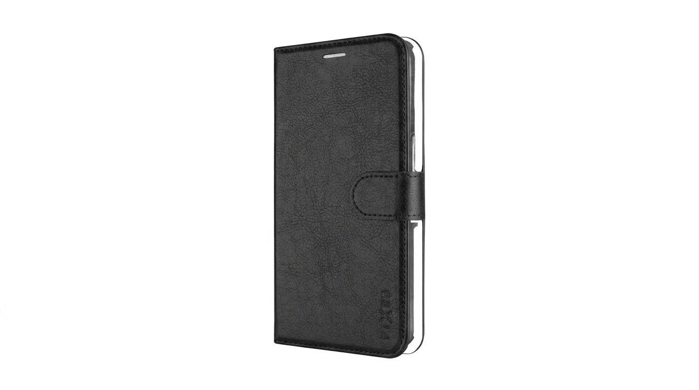 Černé flipové pouzdro FIXED Opus pro OnePlus Nord 4 s magnetickým zavíráním.