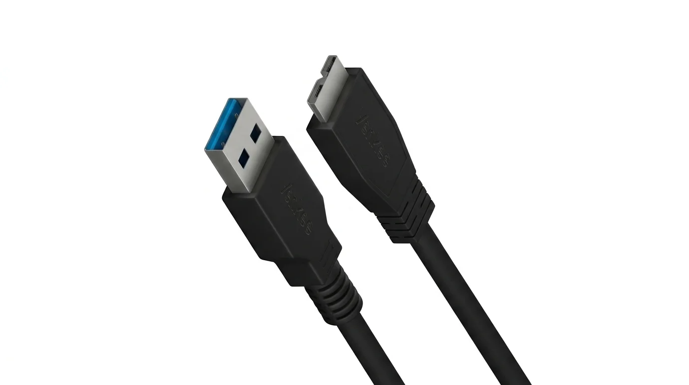 Černý USB kabel Yenkee YCU 011 BK s konektory USB-A a Micro-B na bílém pozadí.
