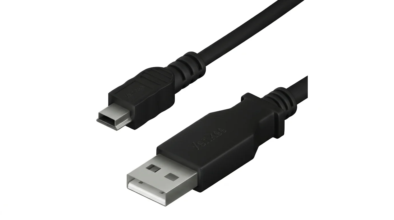 Černý kabel Yenkee YCU 010 BK s konektory USB-A a Mini USB.