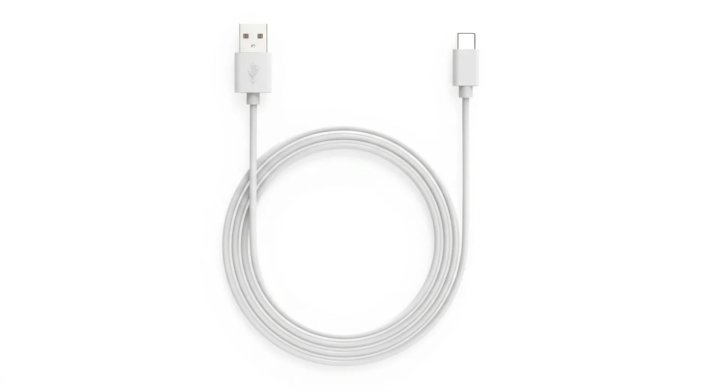 Biely zvinutý dátový kábel Yenkee s konektormi USB-A a USB-C.