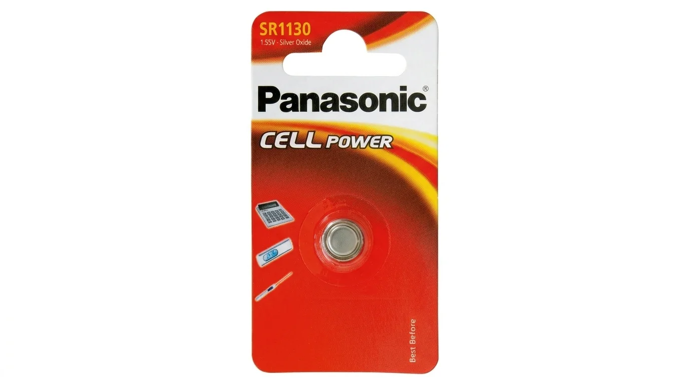 Blistrové balení s jednou knoflíkovou baterií Panasonic SR1130 Cell Power 1,55 V.