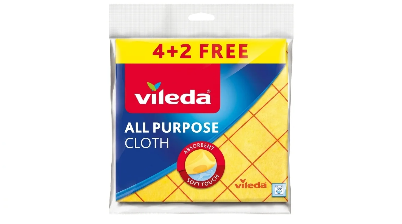 Balenie žltých univerzálnych handričiek Vileda All Purpose Cloth v edícii 4+2 zadarmo.