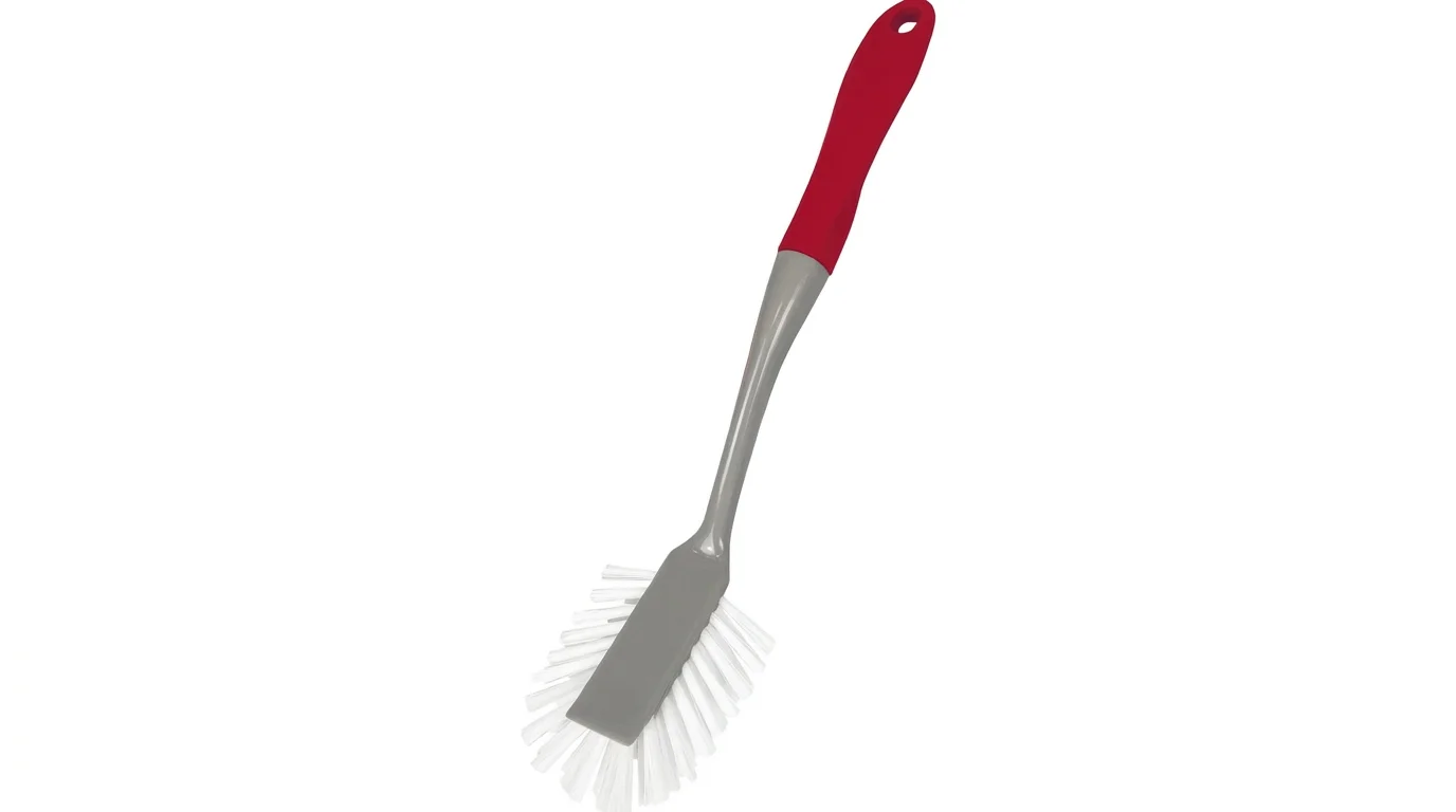 Kefa na riad Lamart LT8072 Clean so sivým telom, bielymi štetinami a červenou rukoväťou s otvorom na zavesenie.