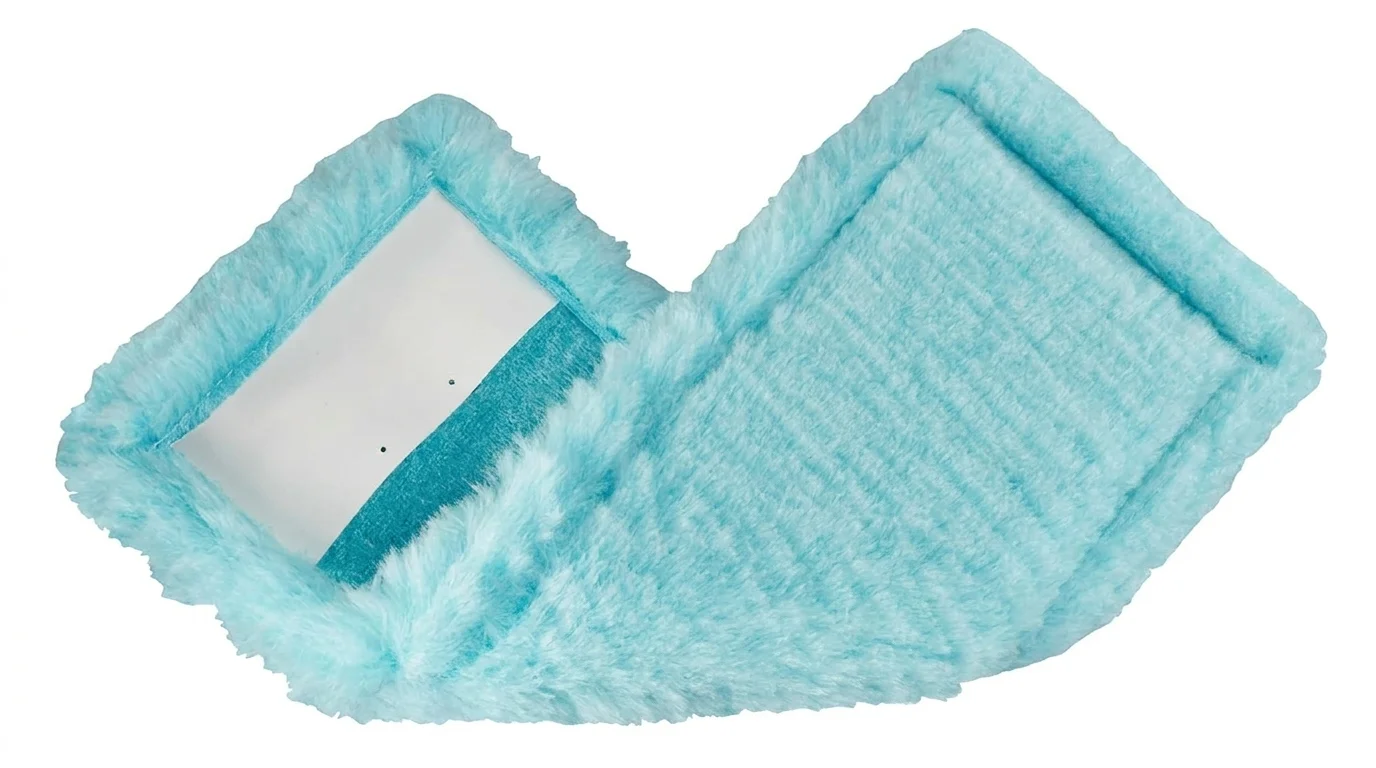 Světle modrá náhrada k mopu Leifheit Clean Twist M Ergo Static Plus s jemnými vlákny a kapsou pro uchycení.