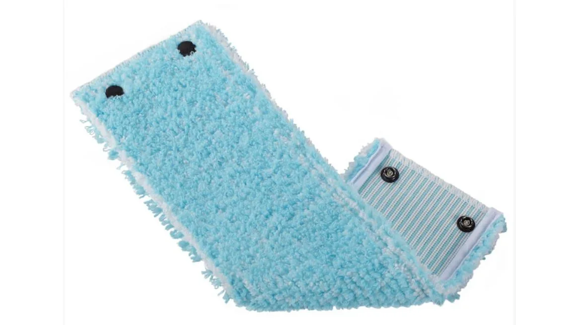 Tyrkysový náhradní návlek z mikrovlákna pro mop Leifheit Twist s černými patentkami pro uchycení.