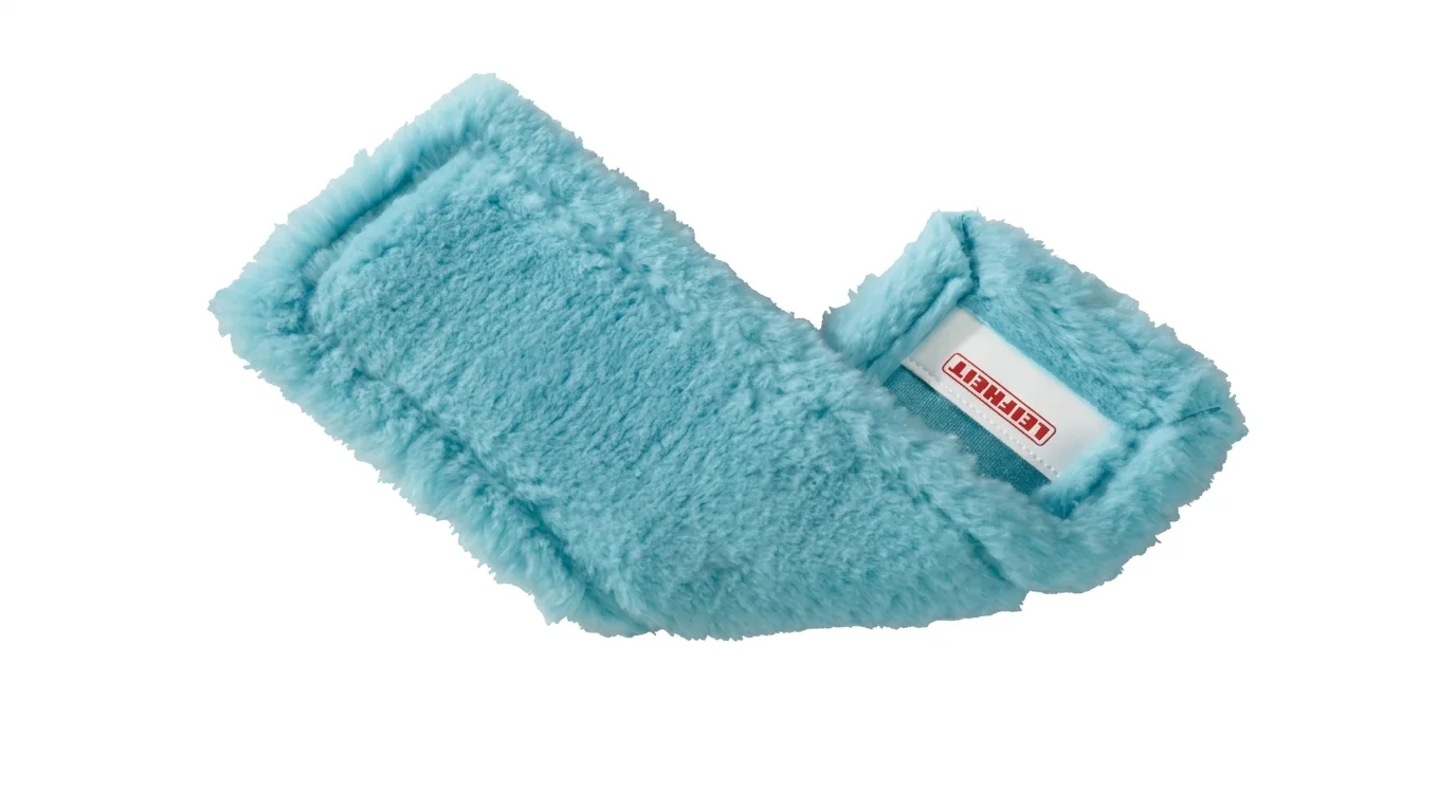 Tyrkysový huňatý návlek na mop Leifheit Profi Static Plus z mikrovlákna s logem značky.
