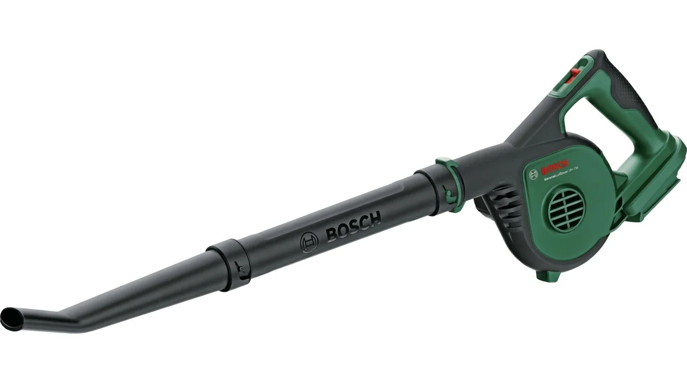 Akumulátorový zahradní fukar Bosch v zeleno-černém provedení s dlouhou hubicí a ergonomickou rukojetí.