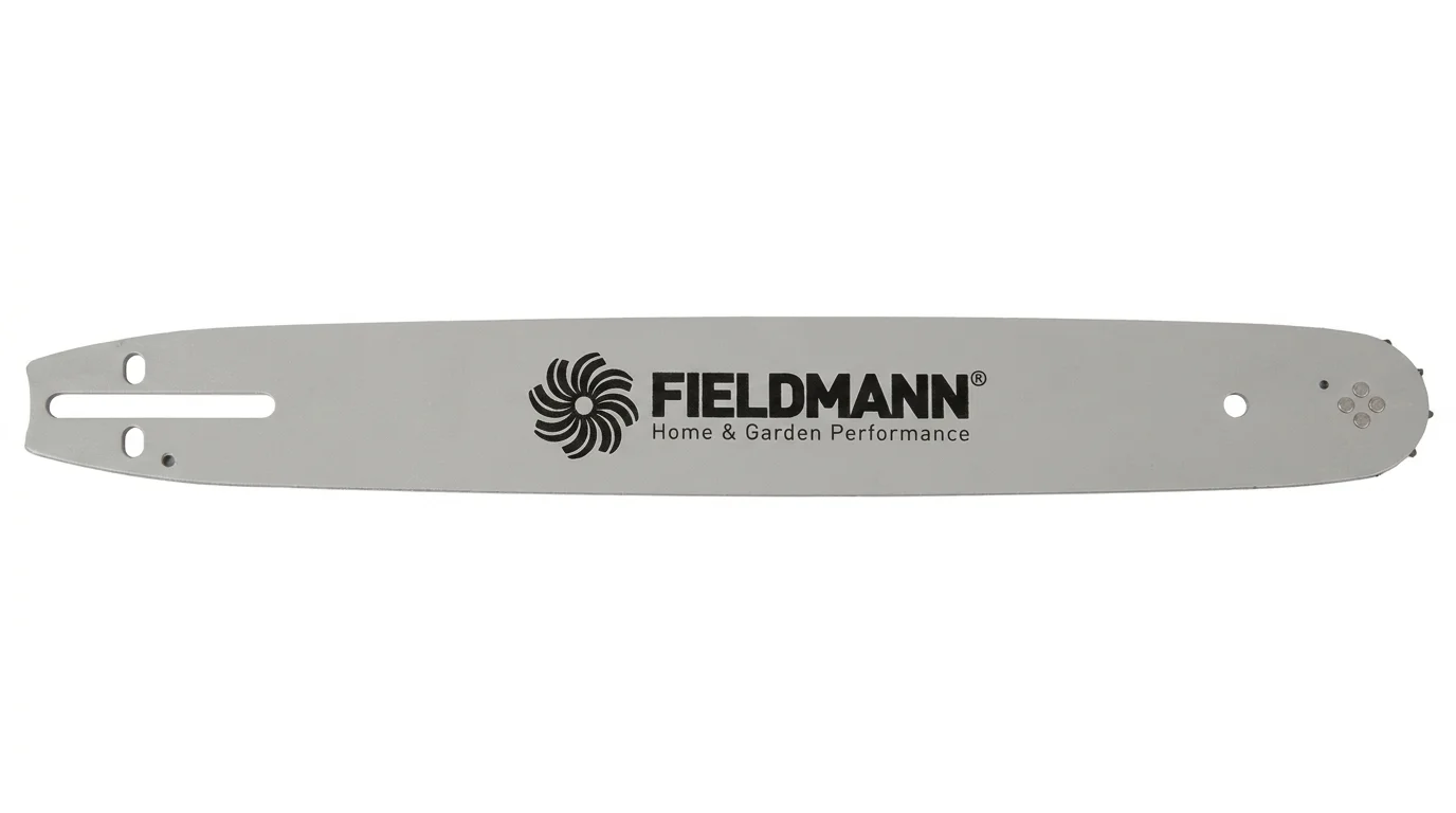 Náhradní vodicí lišta pro řetězovou pilu Fieldmann FZP 9030-A s logem značky.